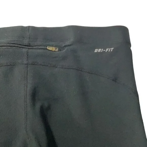 Nike Dri Fit Mid Rise Womens Cycling Shorts Black  Back Zip Pocket Size Small - Picture 4 of 5